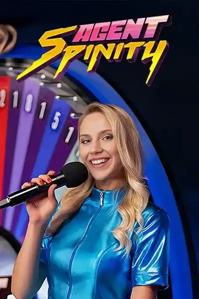 Agent Spinity live spillshow med energisk programleder og fargerike hjul – spinanga casino
