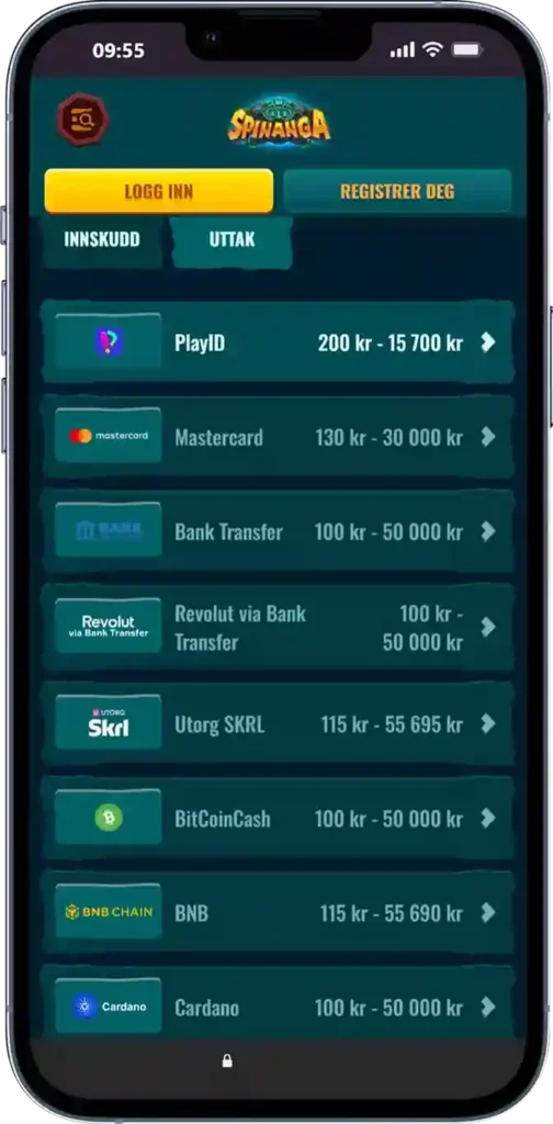 Uttaksmetoder hos Spinanga Casino støtter raske utbetalinger via krypto, e-wallets og bankoverføringer uten unødvendige forsinkelser